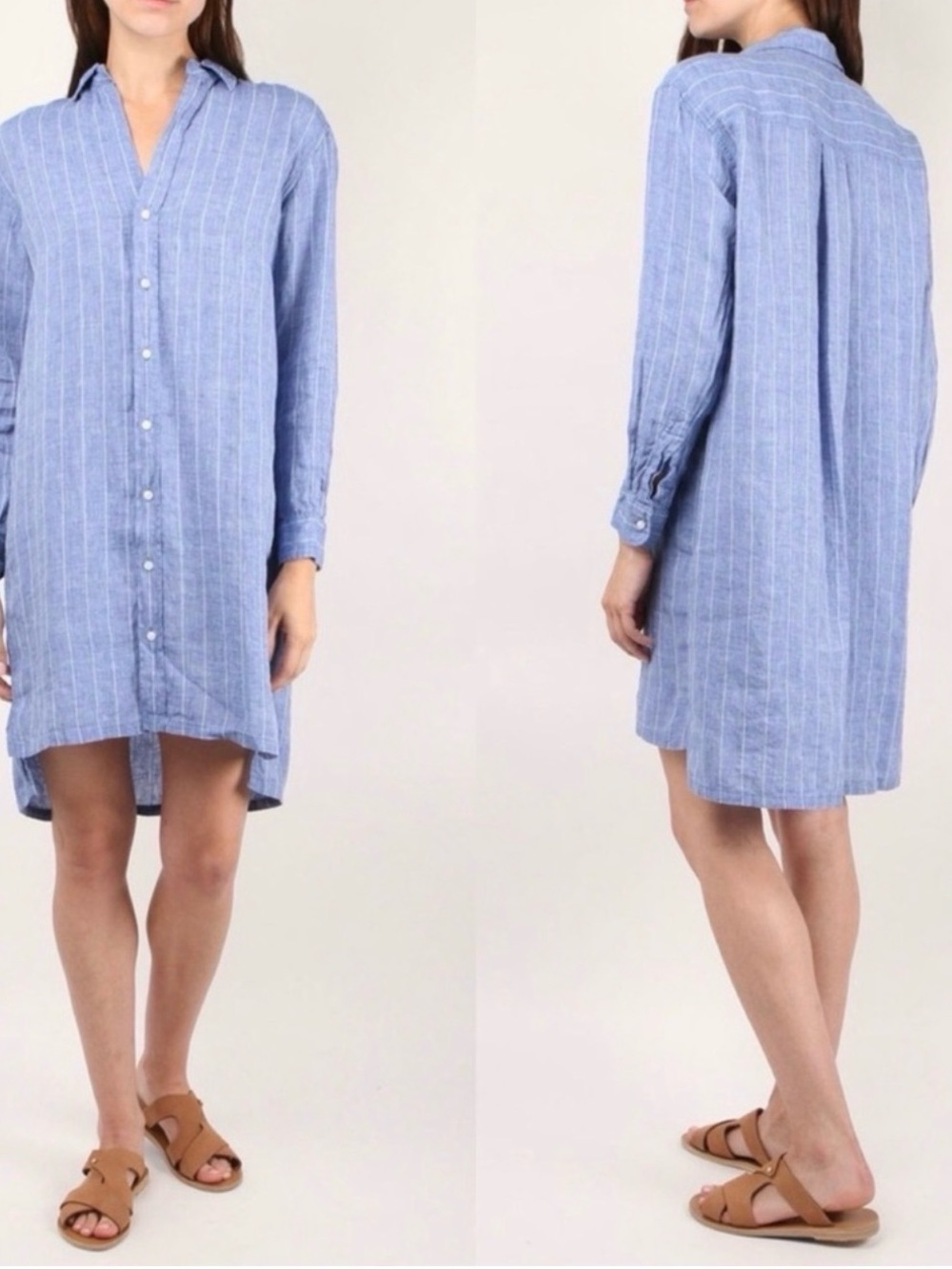Frank & Eileen Lavender Blue Striped Linen Shirt